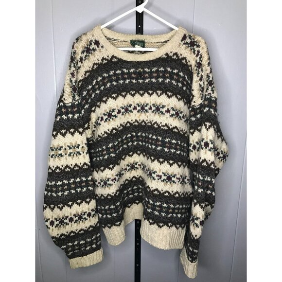Vintage Izod Sweater Mens XL Geometric Knit Virgin Wool Grandpa Made In Italy - Picture 1 of 7